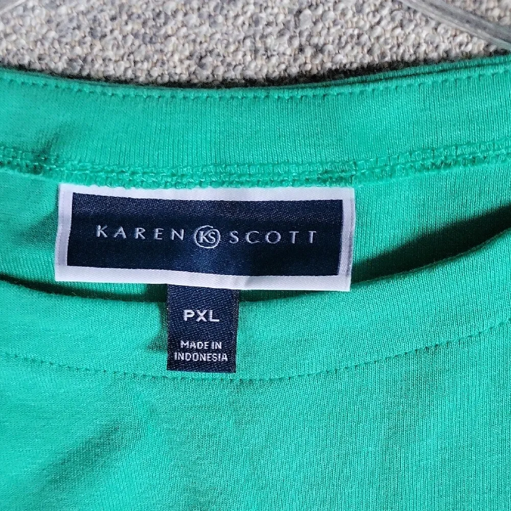 Karen Scott Green Boxy Short Sleeve Tee 100% Cotton Size PXL - Image 6
