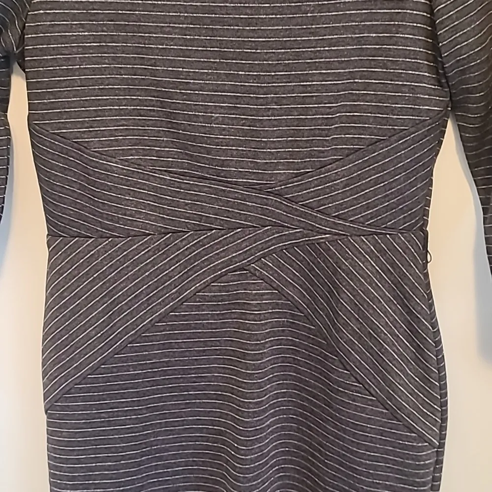 White House Black Market Dress Size 4 Slimming Wrap Waist Shimmer Striped - Image 3
