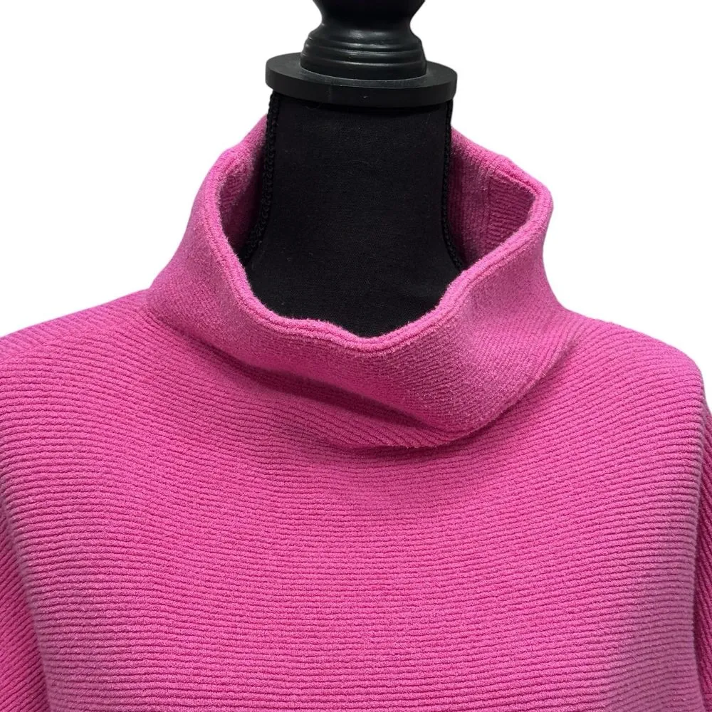 Free People Women's Small Ottoman Slouchy Tunic Cowl Neck Sweater in‎ Hot Pink - Image 2