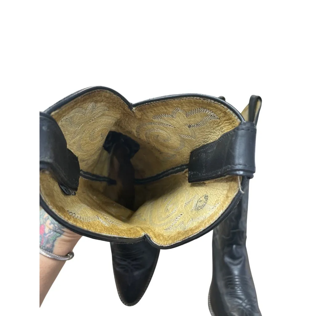 Justin Boots Womans Vintage Black Leather Western mid Calf Boots 6.5B SKU 9561 - Image 12