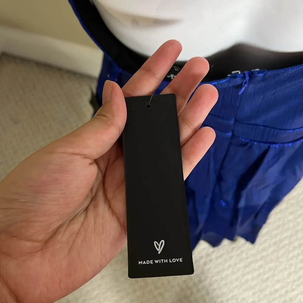 NWT Lulu's Metallic Royal Blue Dress with Ruffled Layers Size M - Image 7