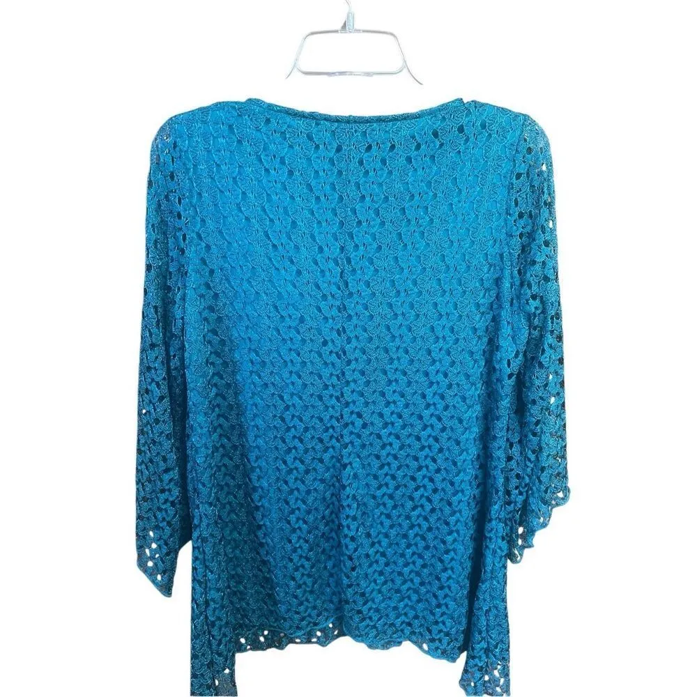 Frazzle ￼ embroidered Teal Blouse Sz M NWT Green Size M - Image 2