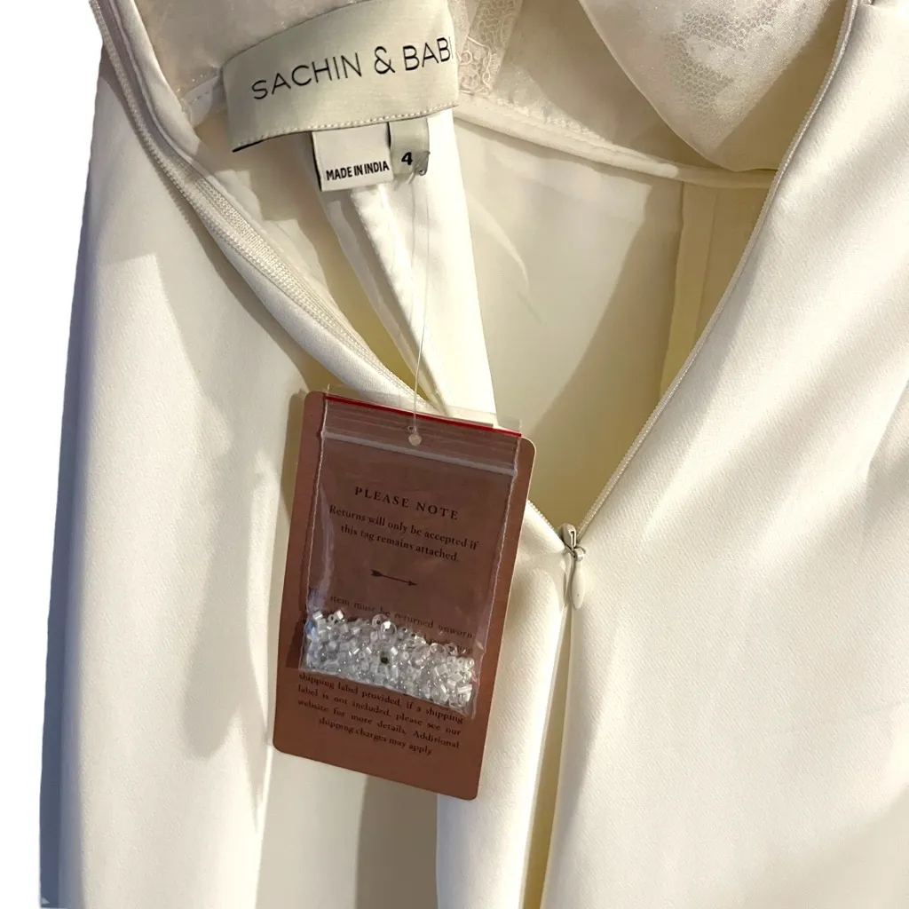 NWT Sachin + Babi Carrie Partially Embellished Bodice Jumpsuit in Ivory Size 4 - Image 12