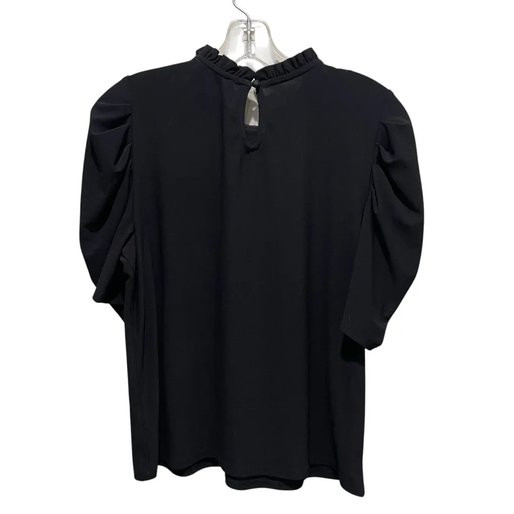 CeCe Ruffle Neck Puff Sleeve Blouse Black Women’s Size Small - Image 6