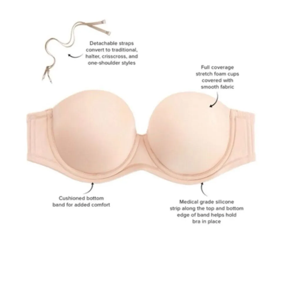 B44 - Wacoal Size 34DDD 854119 Red Carpet Strapless/add straps Underwire Bra - Image 2