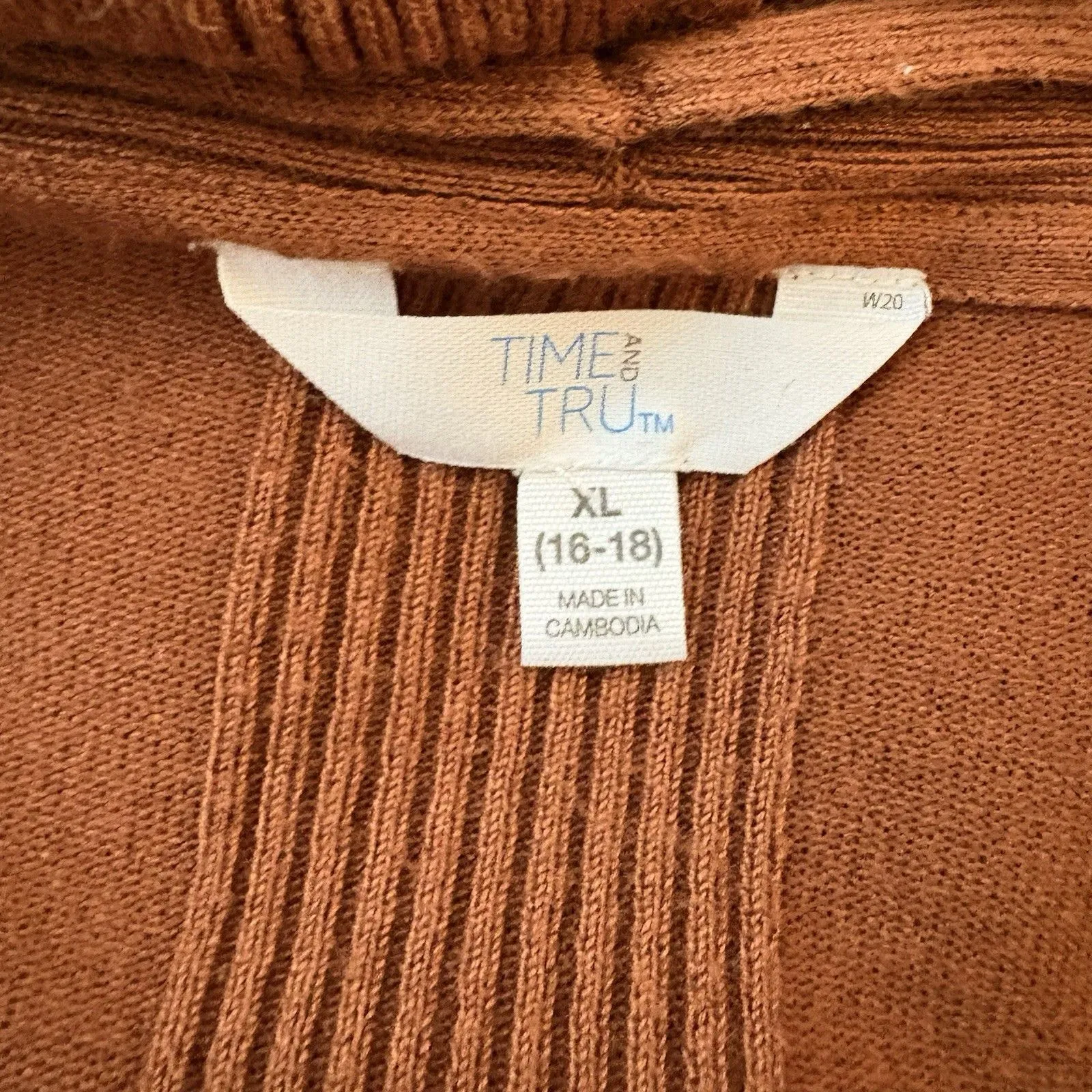 Time And Tru Burnt Orange Long Duster Open Cardigan Sweater Size XL 16 - Image 5