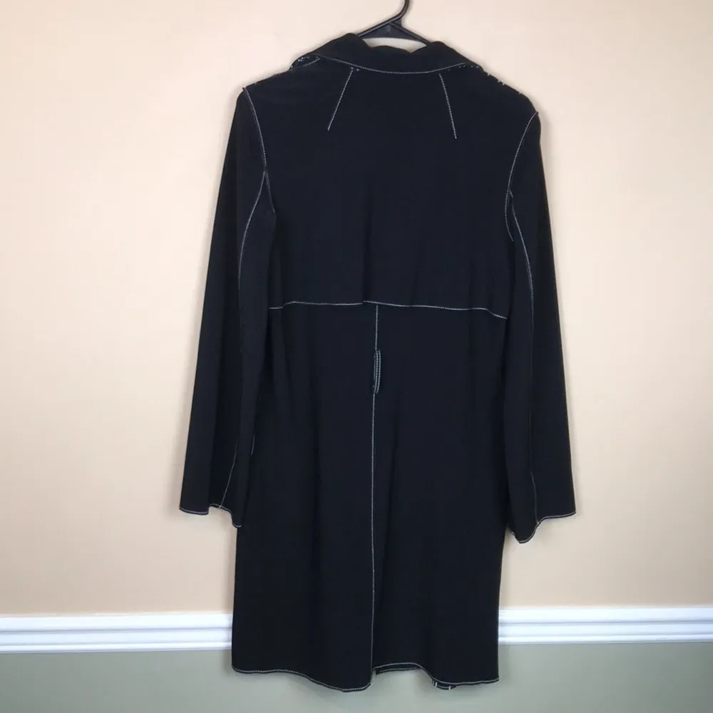 NWT Chico’s Travelers Women’s Black White Contrast Trim Trench Jacket Sz 4 / 6 - Image 6