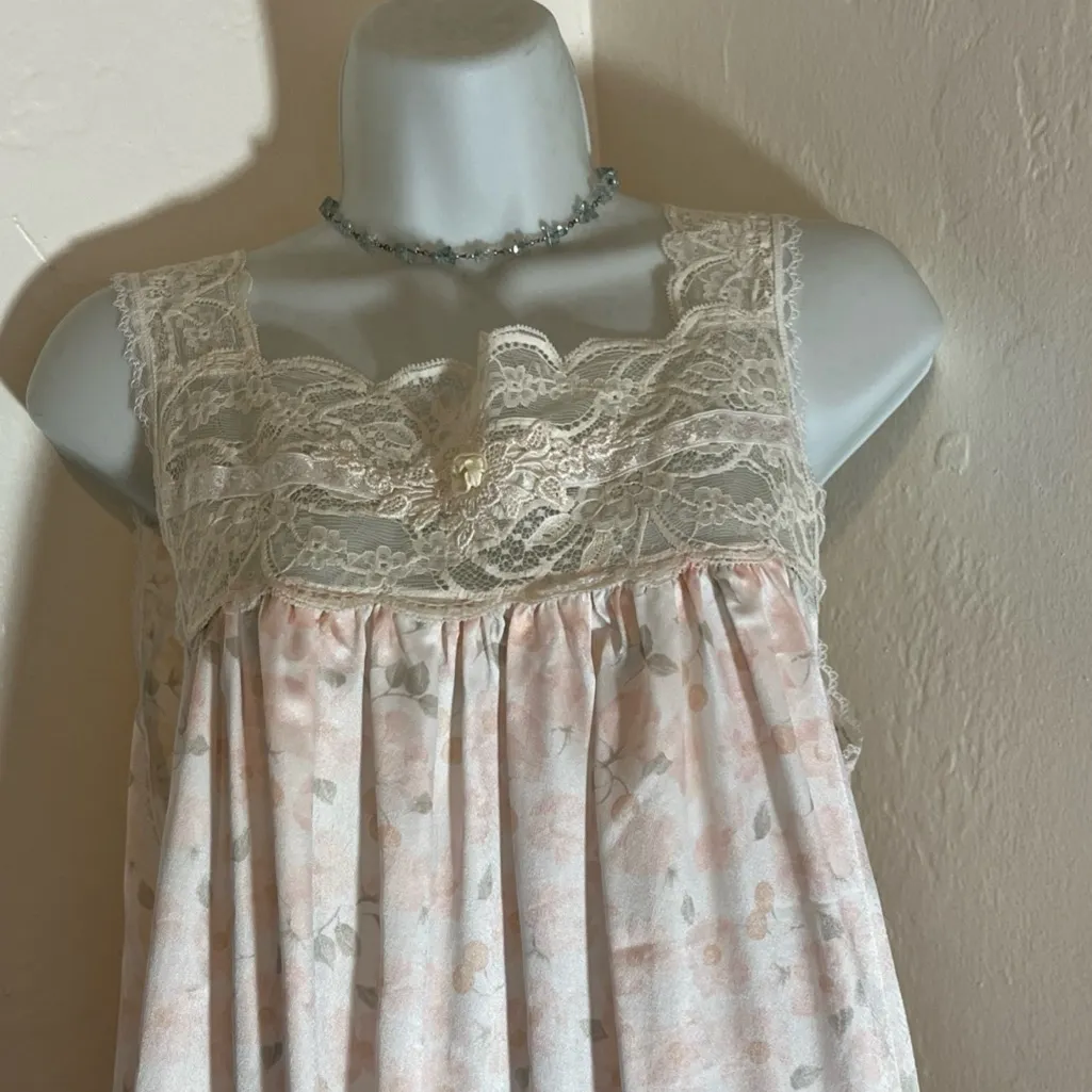 Christian Dior Nightdress long Pink Nightgown with lace detail Size Large - Image 3