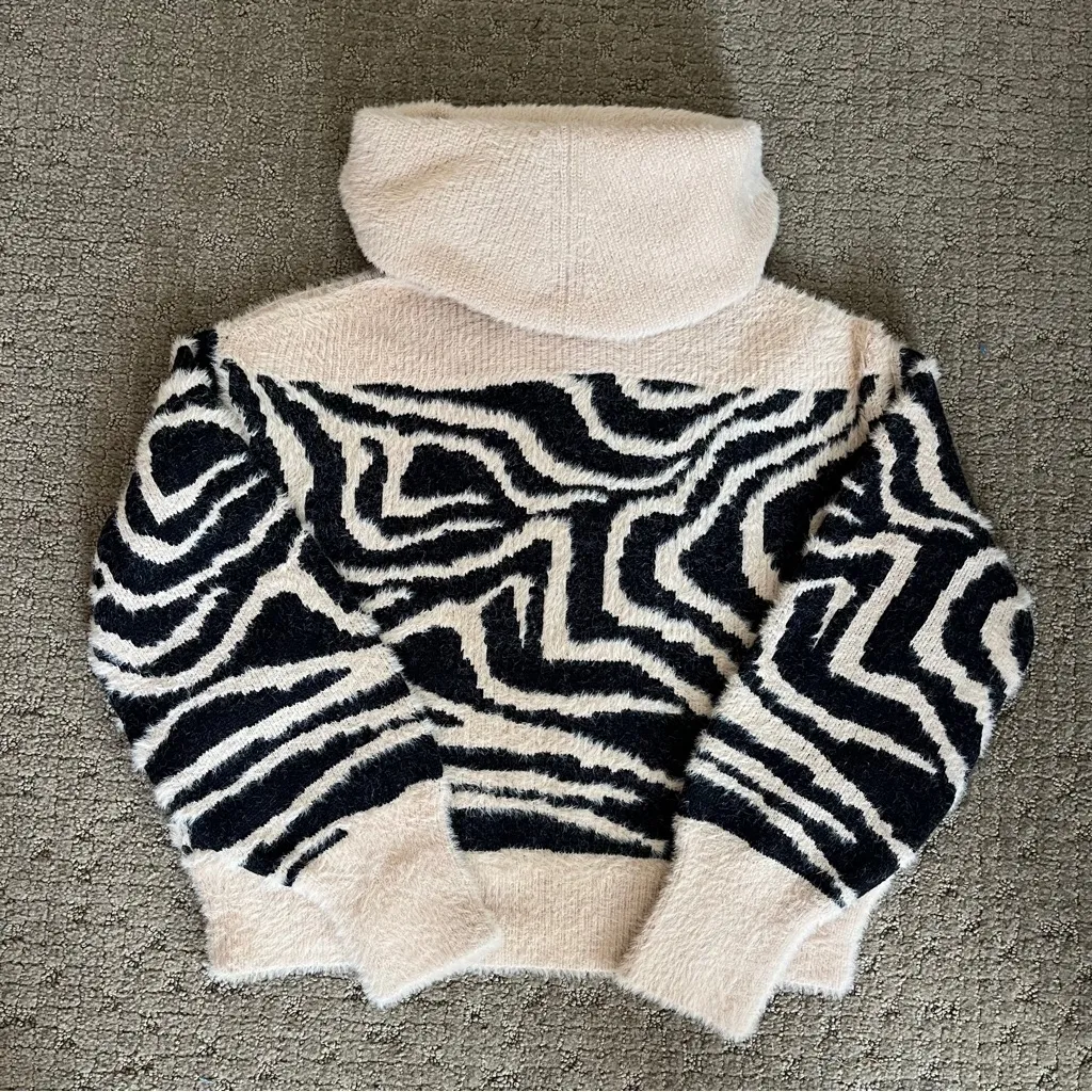 Express Neutral Zebra Animal Print Sweater - Image 2
