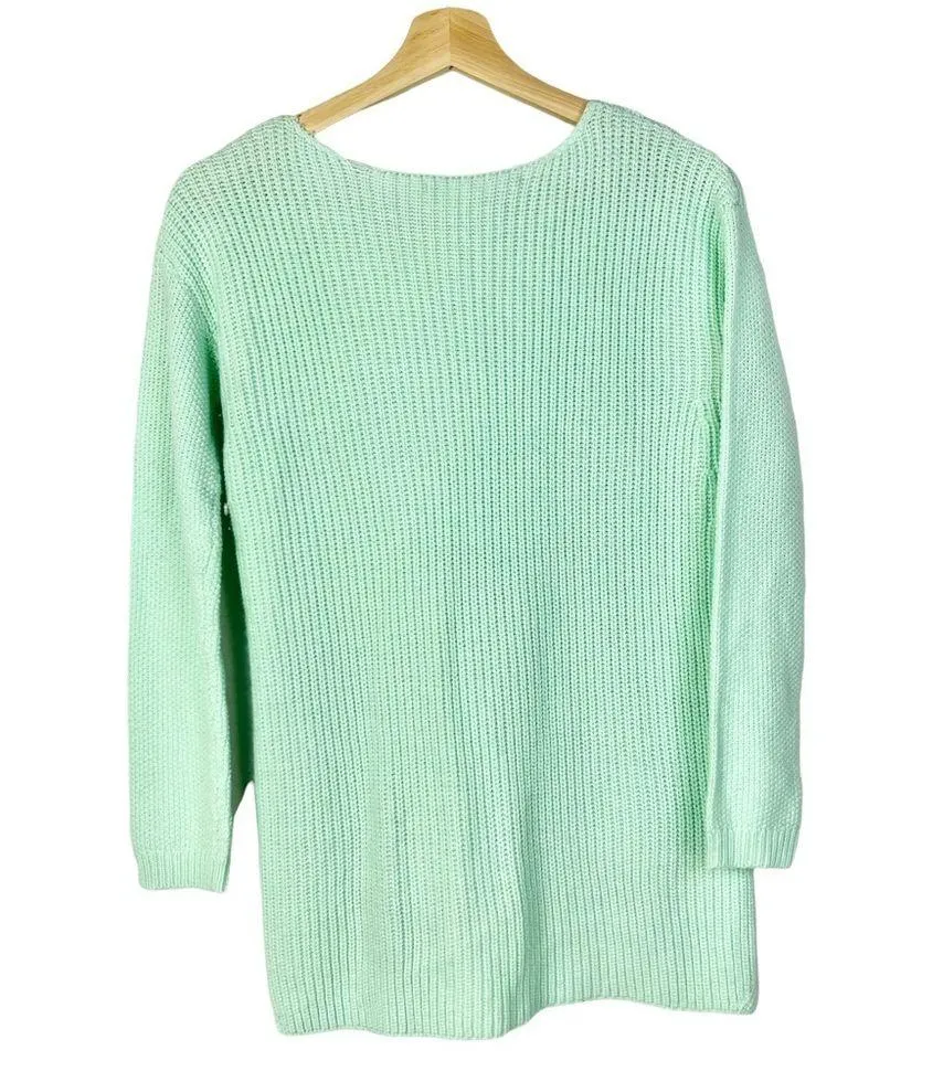 Bar III Mint Green Knit Side Waist Zip Pullover Sweater XS - Image 2
