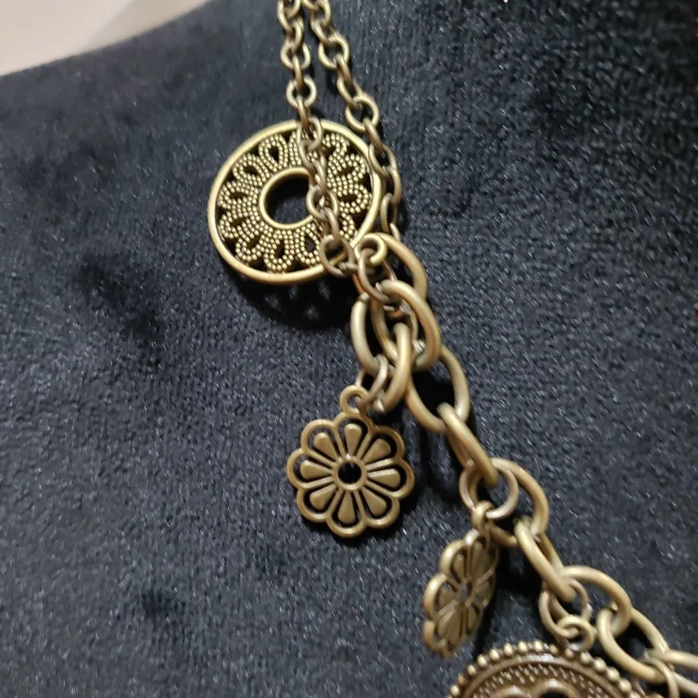 Womens Vintage Meadow Masquerade Brass Necklace Gold - Image 5