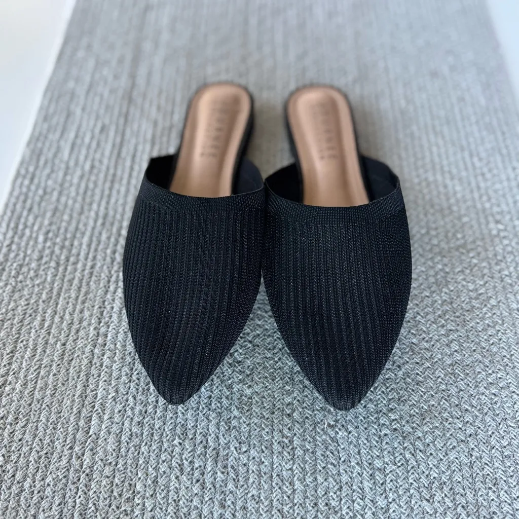 Journee Collection Black Stretch Fabric Pointed Toe Mules Slides Size 9.5 - Image 7