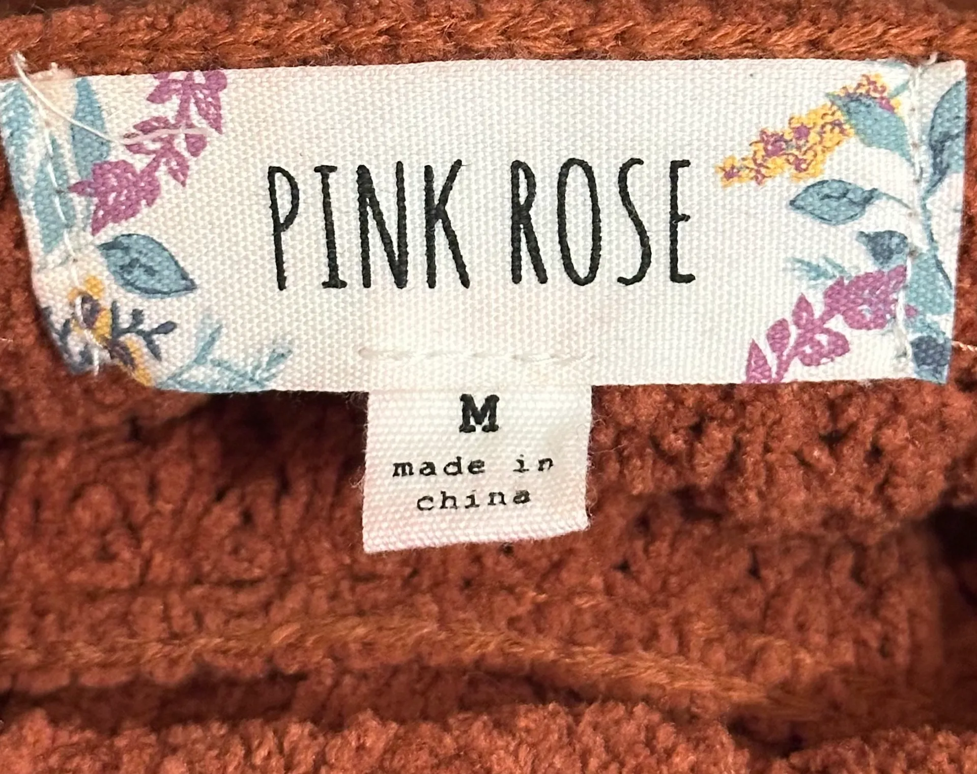 Women’s Knitted Turtle Neck Sweater Blouse Top Sz M Burnt Orange - Image 3