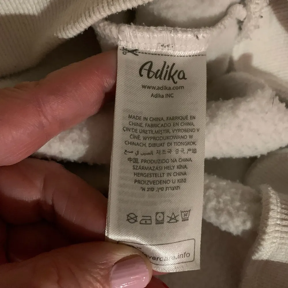 Adika Sweater Womens L Large Hooded Sweatshirt Flames Casual White Rhinestone - Image 7