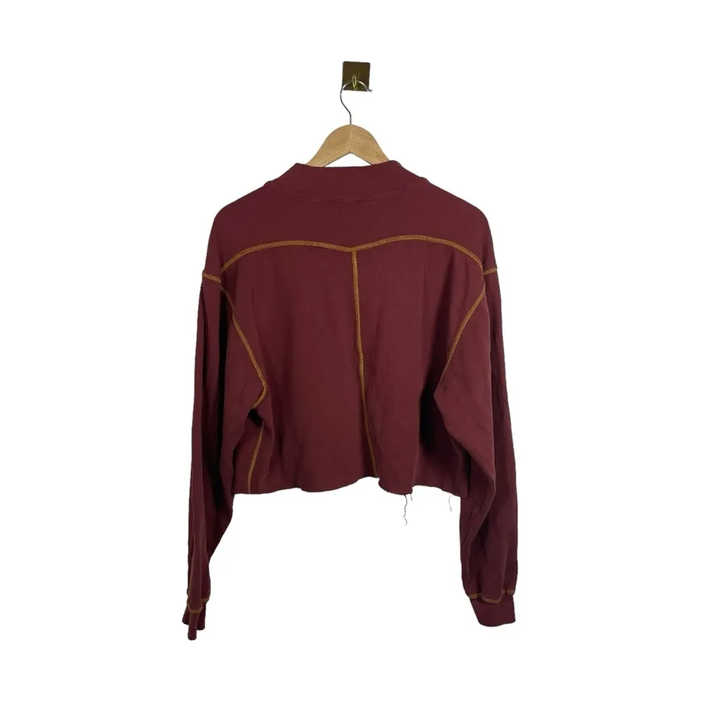 Orvis Women’s Ribbed Cropped Quarter Zip Pullover in Red/Orange Size M - Image 7