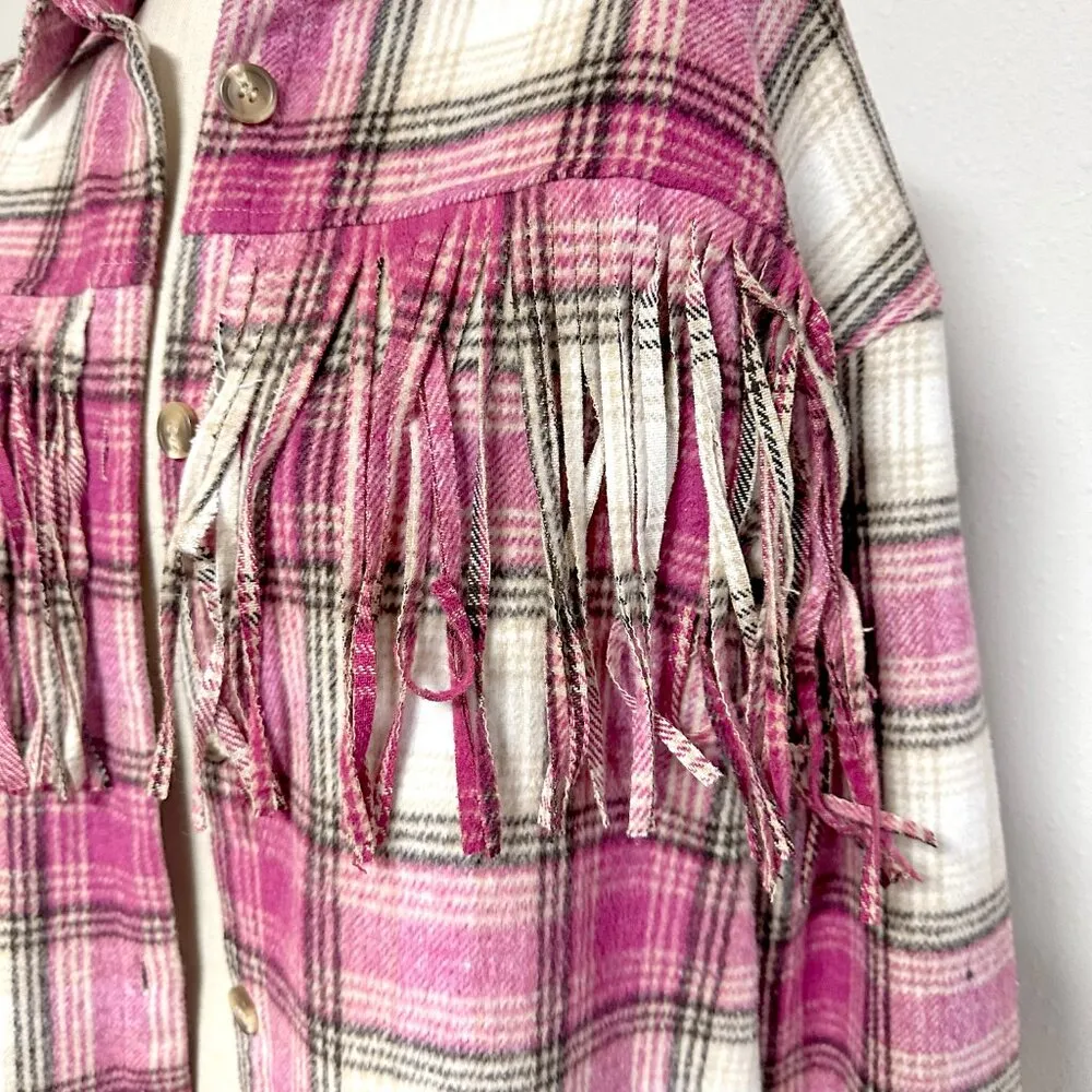 *NEW* Haptics Fringe Shacket Pink - Image 4