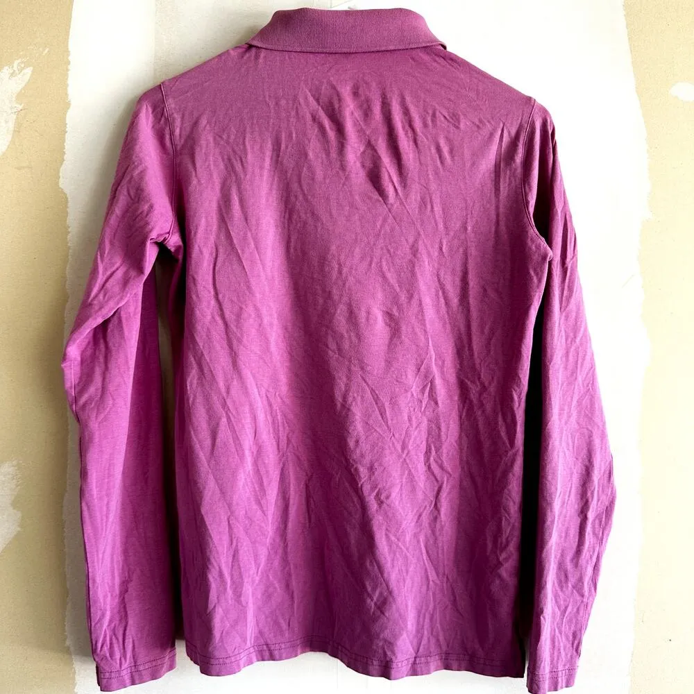 Coolibar Polo Shirt Long Sleeve Golf UPF 50+ Sun Protection Cotton Pink Small - Image 5