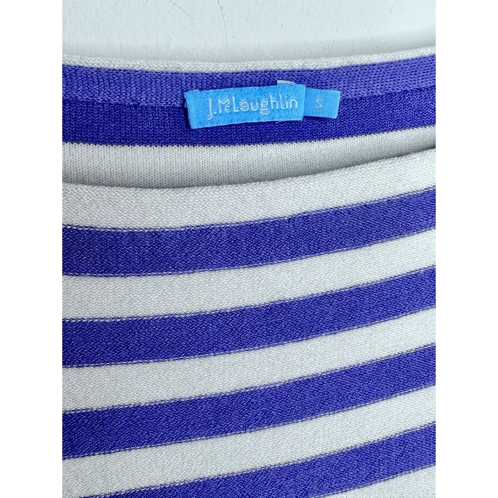 JJ.McLaughlin Women’s Striped Long Sleeve Top – Size Small Purple White Stripe - Image 5