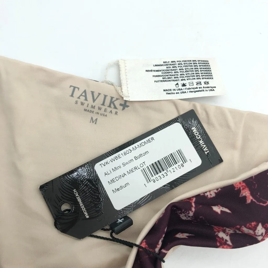 Tavik Medina Merlot Ali Mini Bikini Bottoms Minimal Coverage Floral Burgundy M Red Size M - Image 6