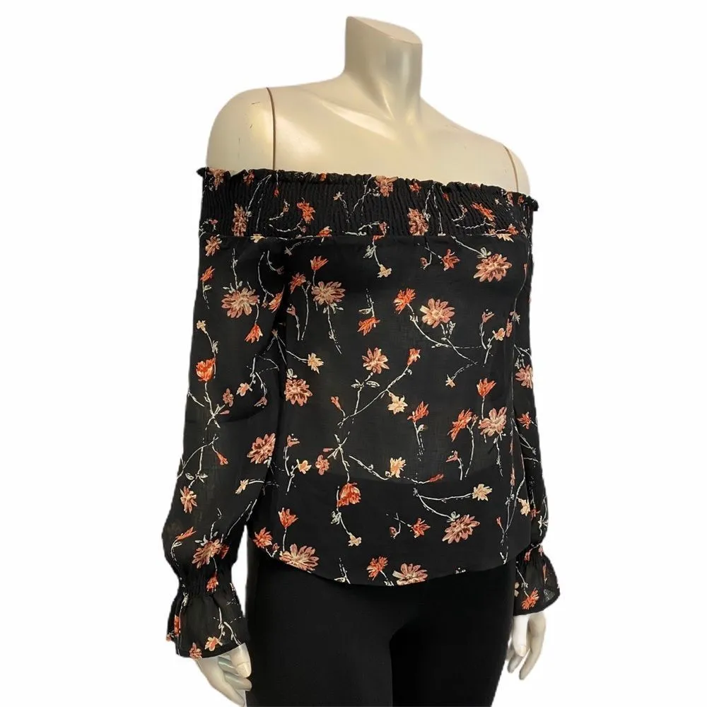 Wild Blue SADIE ROBERTSON Women’s Small Off Shoulder Floral Casual Top Blouse - Image 3