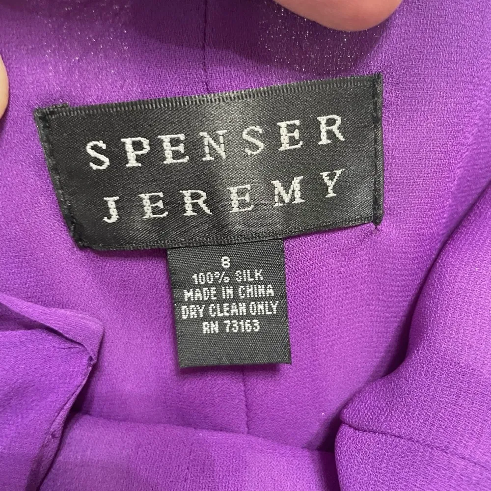 Spenser Jeremy 100% Silk Purple Ruffle Midi Dress Women’s Sz. 8, 90’s, Y2K, VTG - Image 9