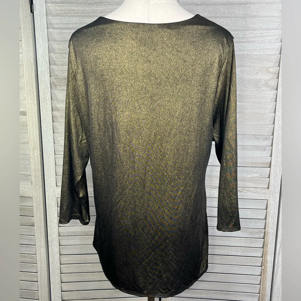 THALIA SODI Gold Metallic Wrap Front Blouse-XL - Image 2