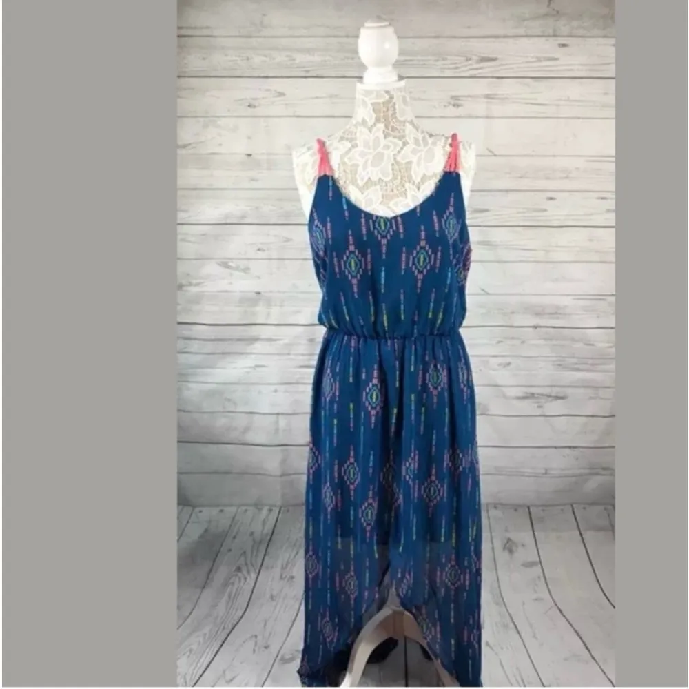 Xhilaration Maxi Dress Sleeveless High Low Tribal Boho Festival Summer Large NEW - Image 2