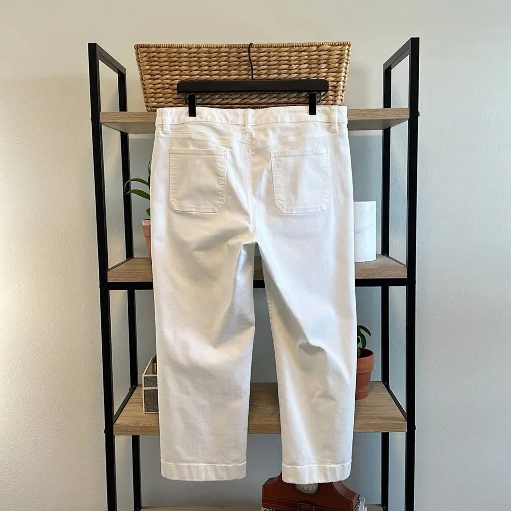Talbots Button Pocket Mid to High Rise White Crop Jeans, 12 - Image 5