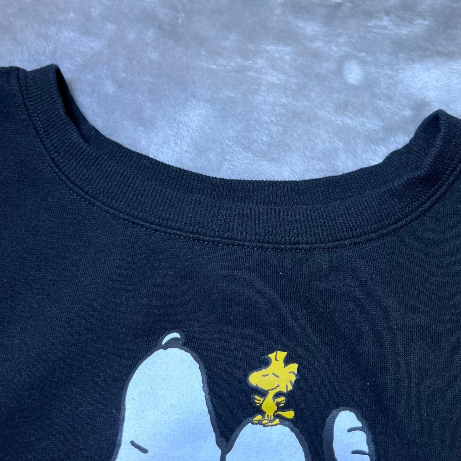 Peanuts Pumpkin Snoopy Graphic Sweatshirt Womens Large Black Halloween Fall Cozy - Image 7