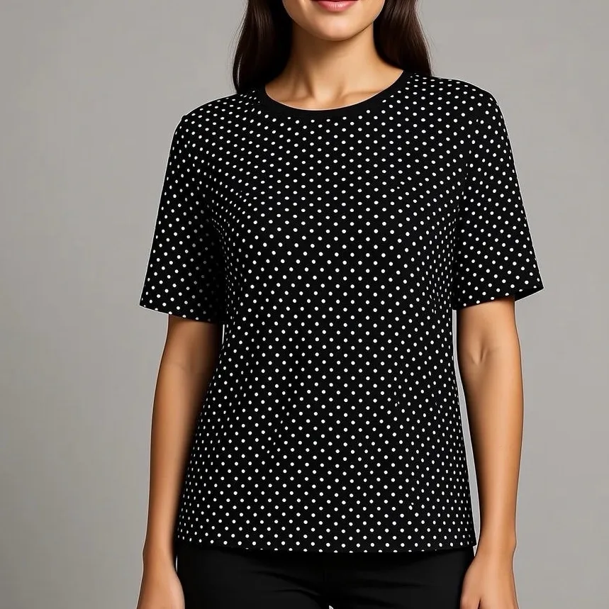 Charter Club Perfectly Soft Pima Cotton Polka Dot Top XL Black White - Image 9