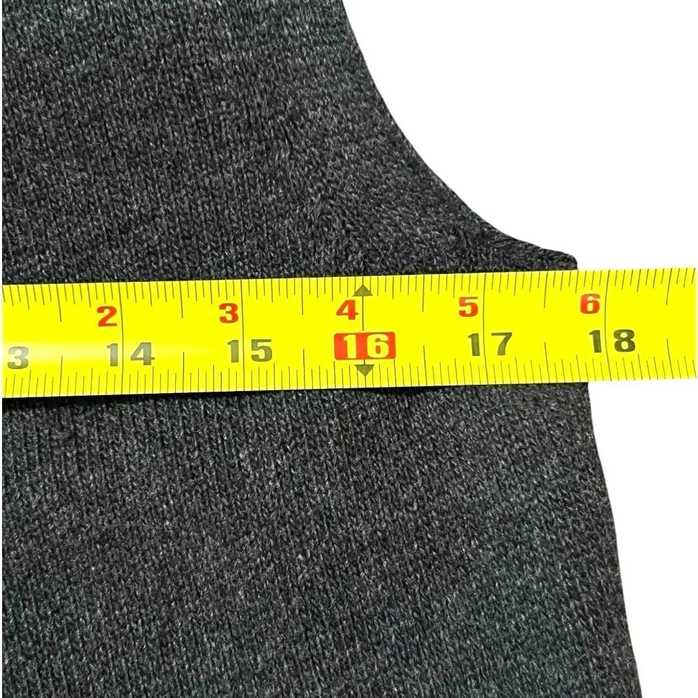 Lafayette 148 Wool Sweater Vest Cardigan S Leather Minimalist Capsule Wardrobe Gray - Image 7