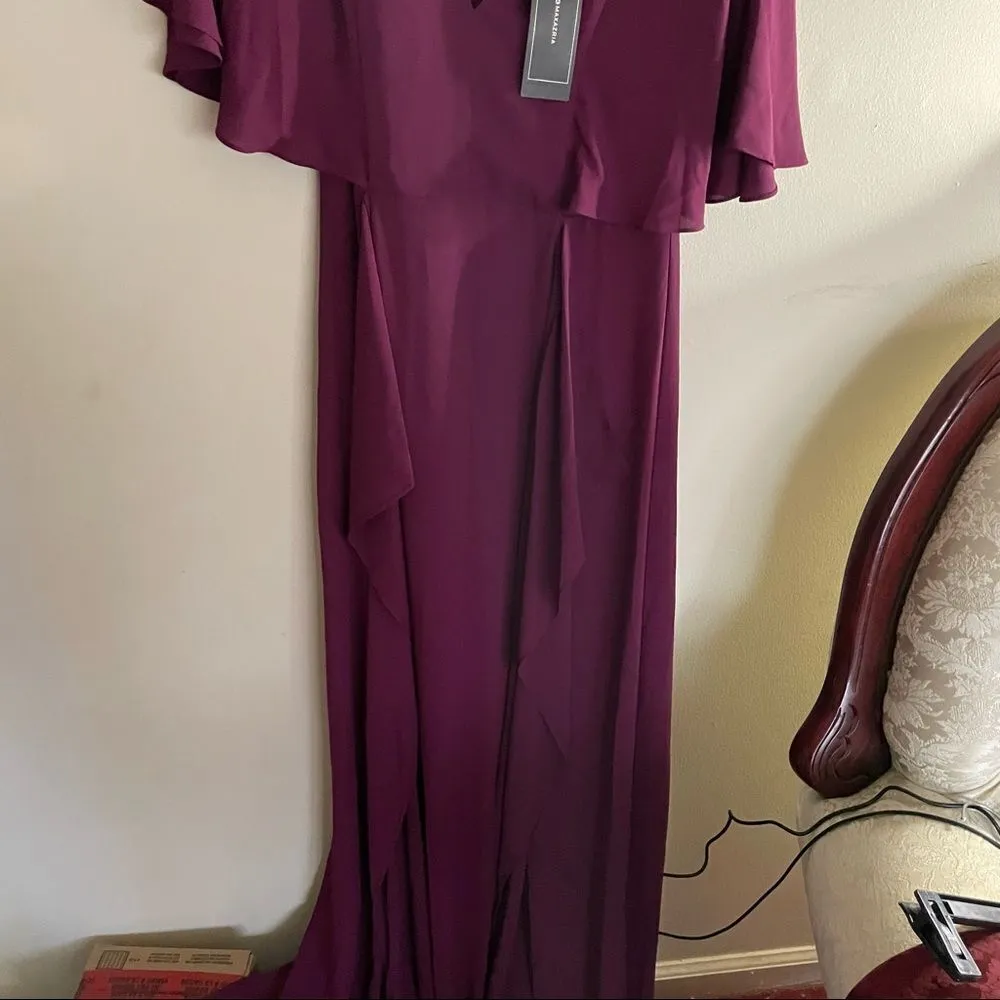 NWT BCBGMaxAzria Cape Sleeve Maxi Dress Grape Royal- Size 2 - Image 2