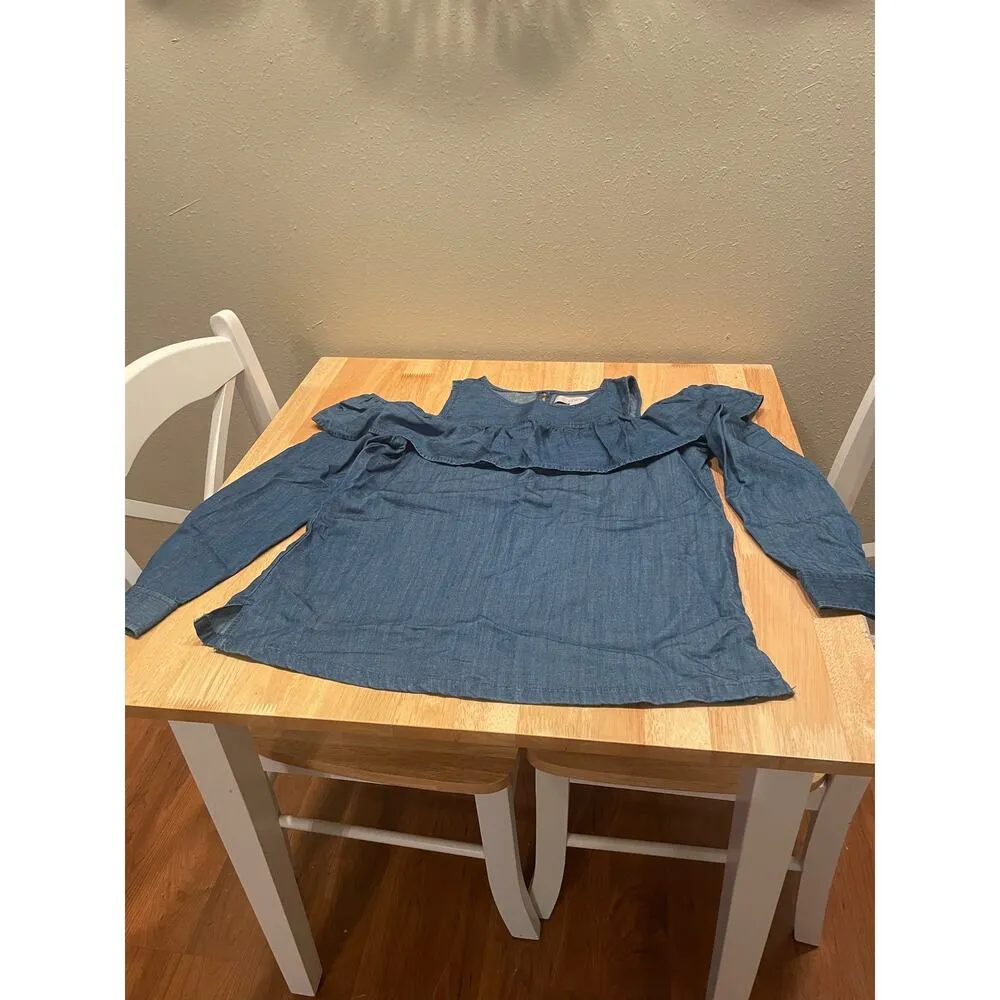 Loft Cold Shoulder Denim Womens Blouse, Size S, $18, B51 - Image 2