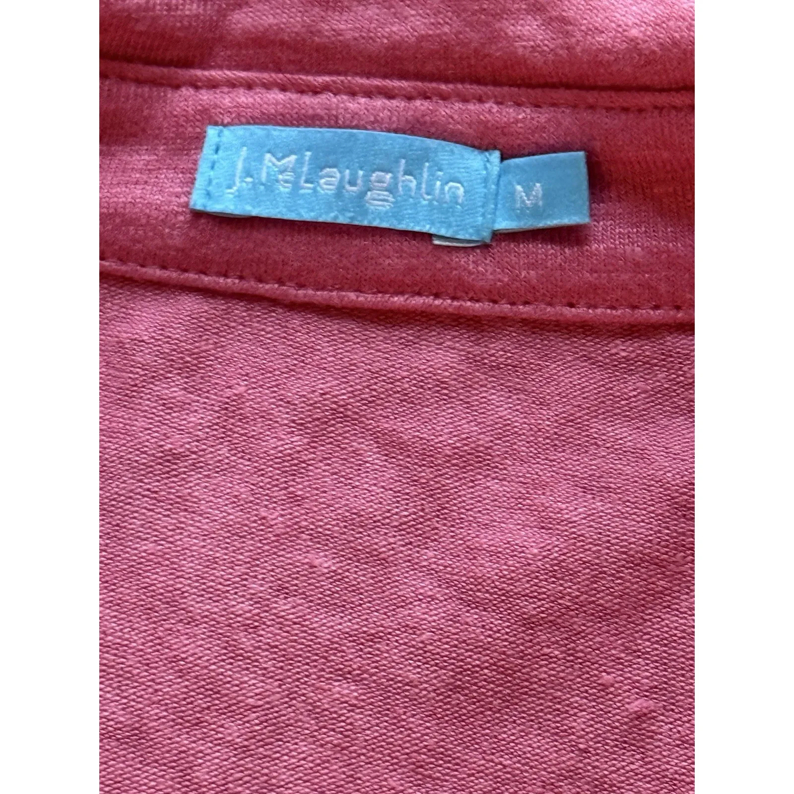 J McLaughlin‎ Brynn Top Womens Medium Pink 3/4 Sleeve Linen Blend Knit Button - Image 3