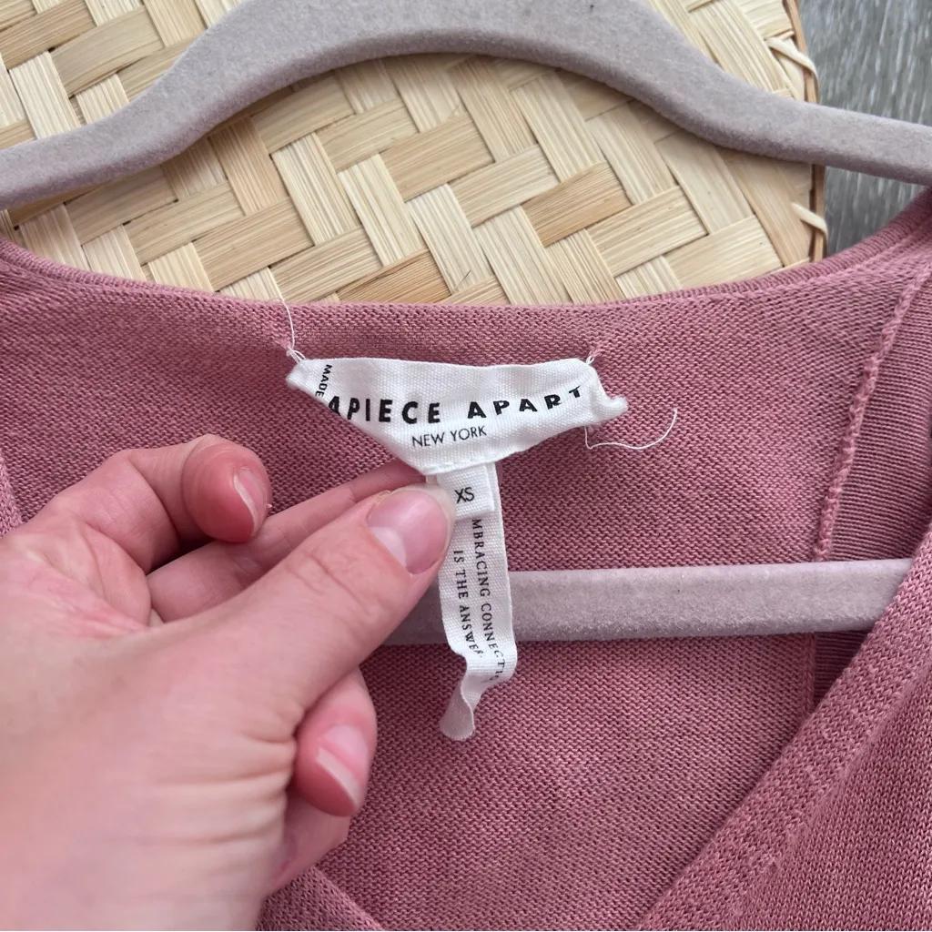 Apiece Apart Mauve pink v neck sweater w/ puff‎ sleeve corset top - Image 3