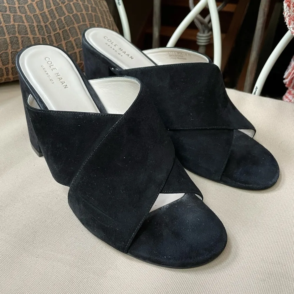 Cole Haan Gabby Suede Heeled‎ Sandal Black Size 9 - Image 4