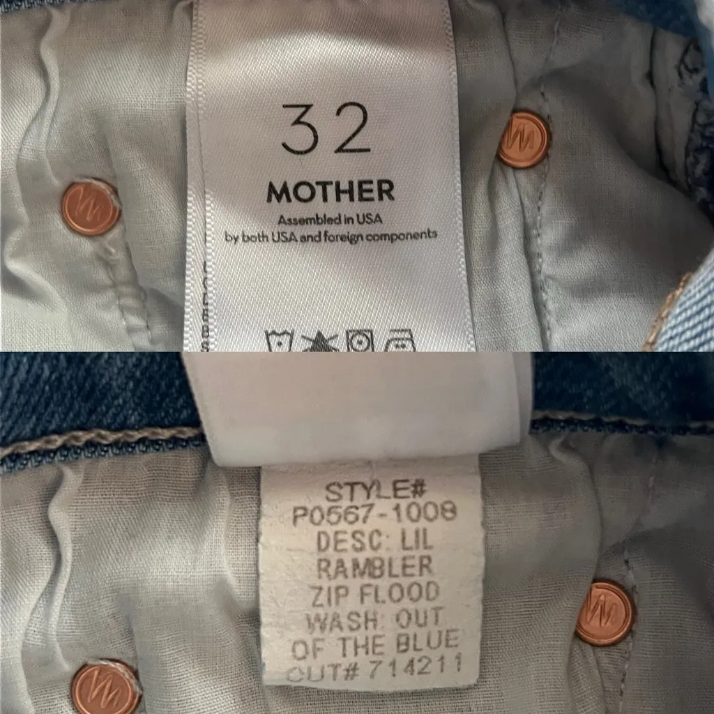 NWT MOTHER Lil’ Zip Rambler Petites Flood High Rise Cropped Straight Jeans 32P - Image 15