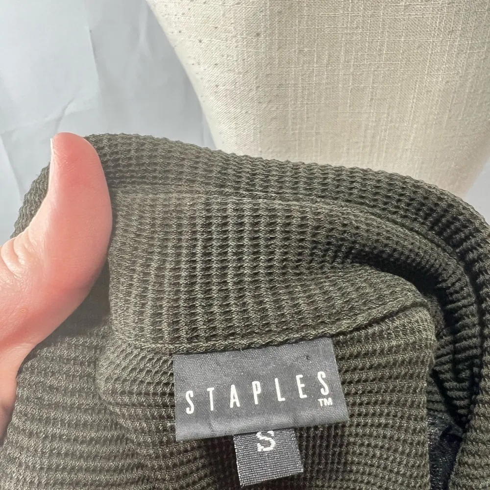 Staples brand women’s long duster sweater jacket Green - Image 4