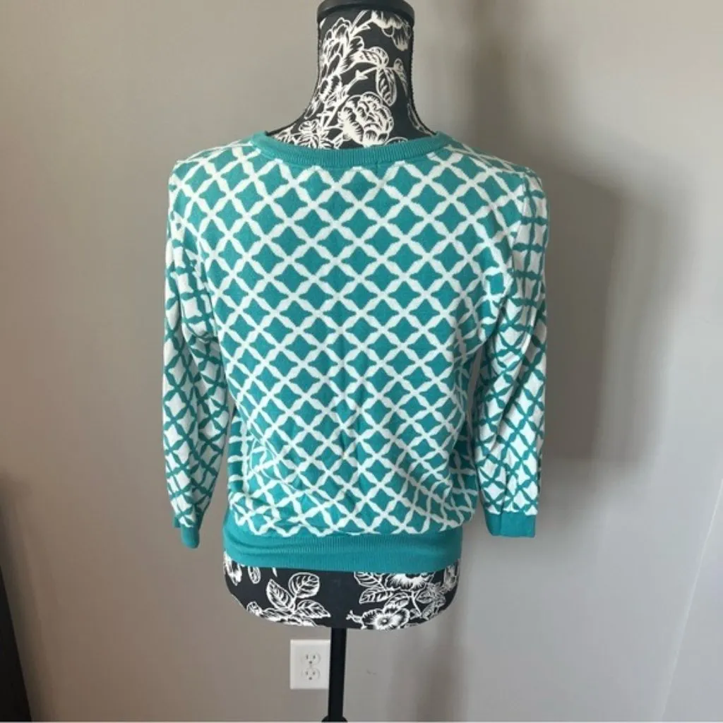 Boden Sweater Jacket Cardigan zip up blue green size 10 - Image 4