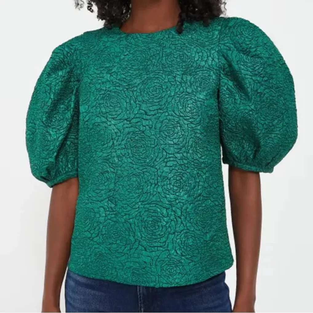 Hyacinth House Jacquard Noelle Top NWT Green Size XS - Image 2