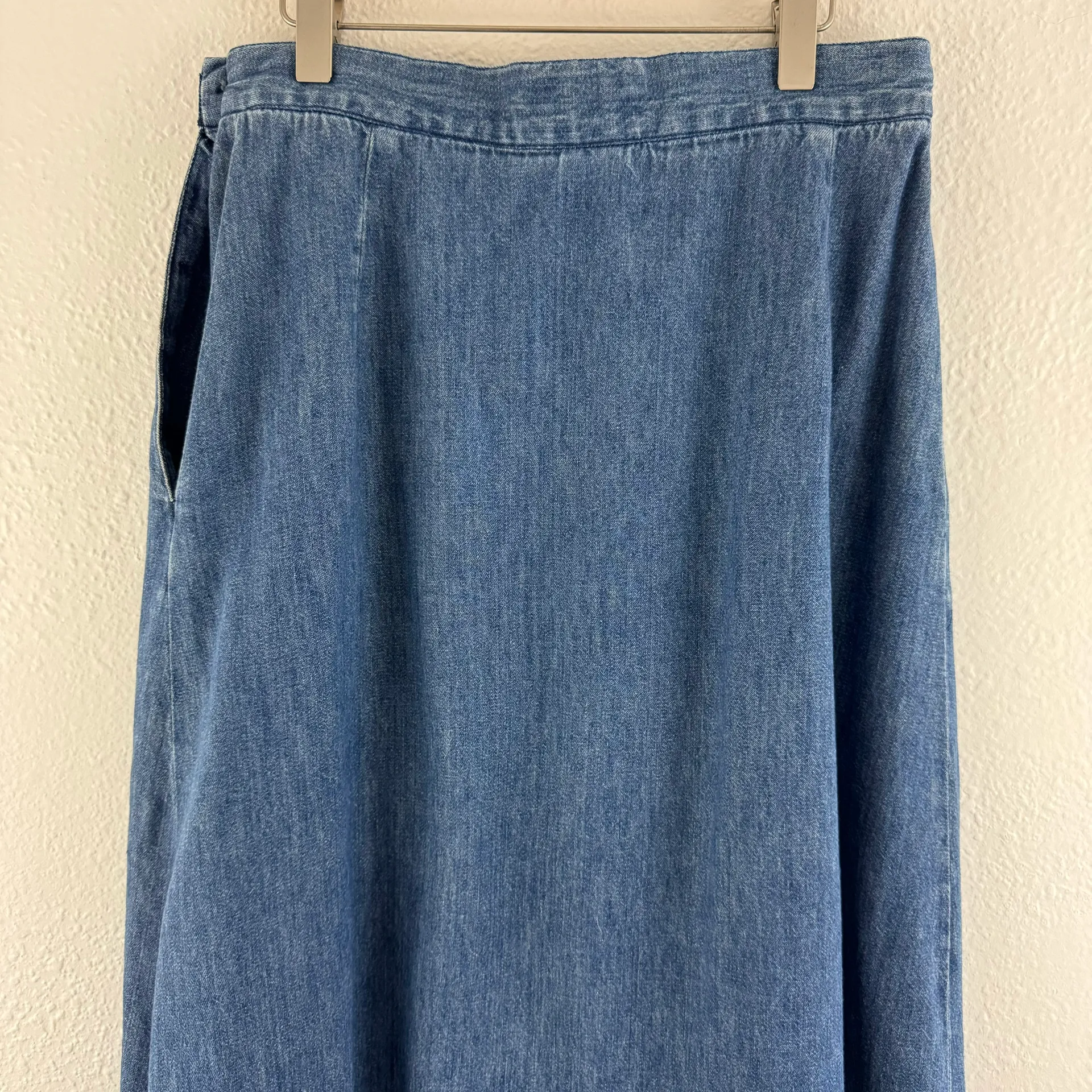Lands'End  Vintage 90s Dark Wash Denim Jean Western Prairie Ranch Midi Skirt - Image 8