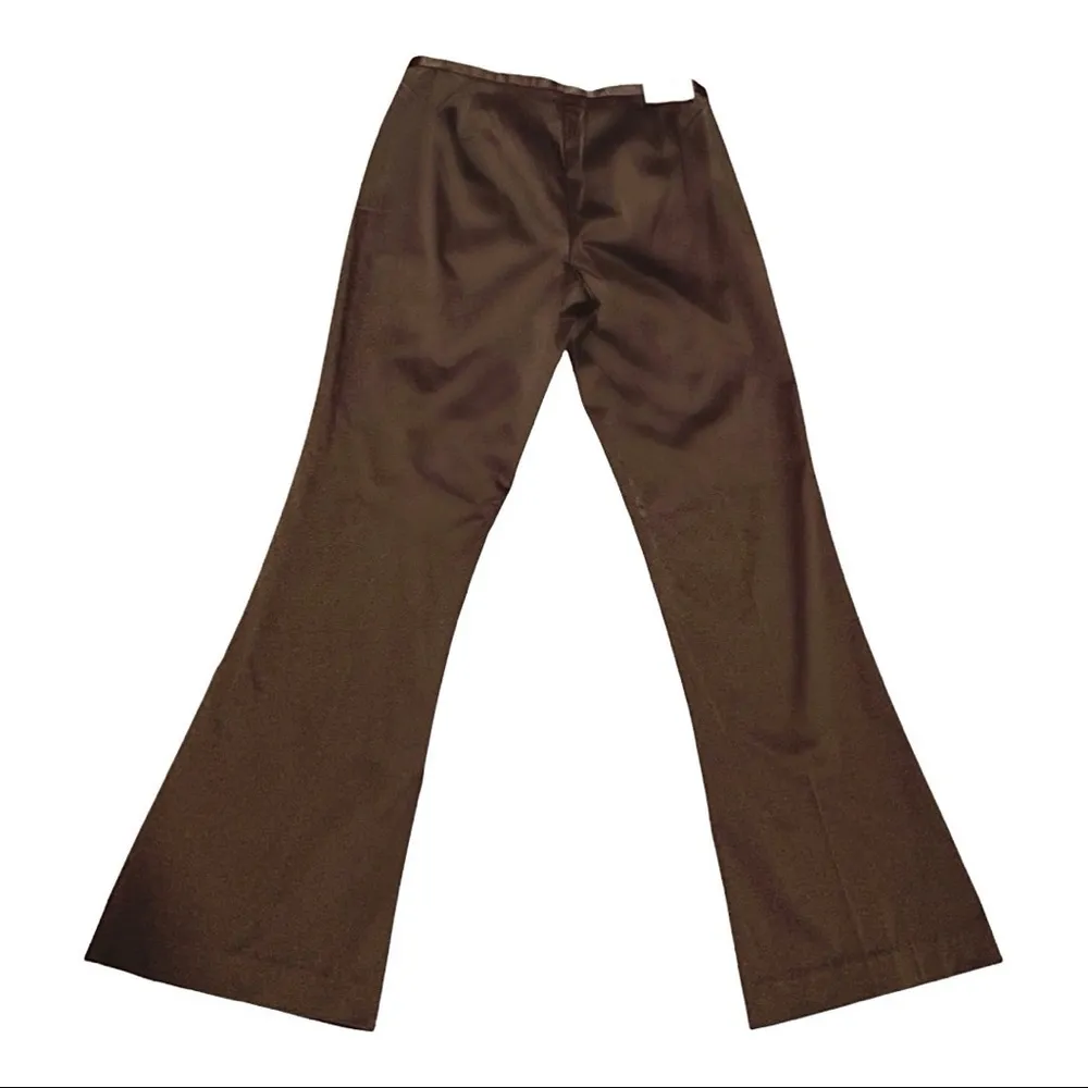 NWT Brown Stretch “Cotton Sateen” Flat Waist Pants Size 6L - Image 5