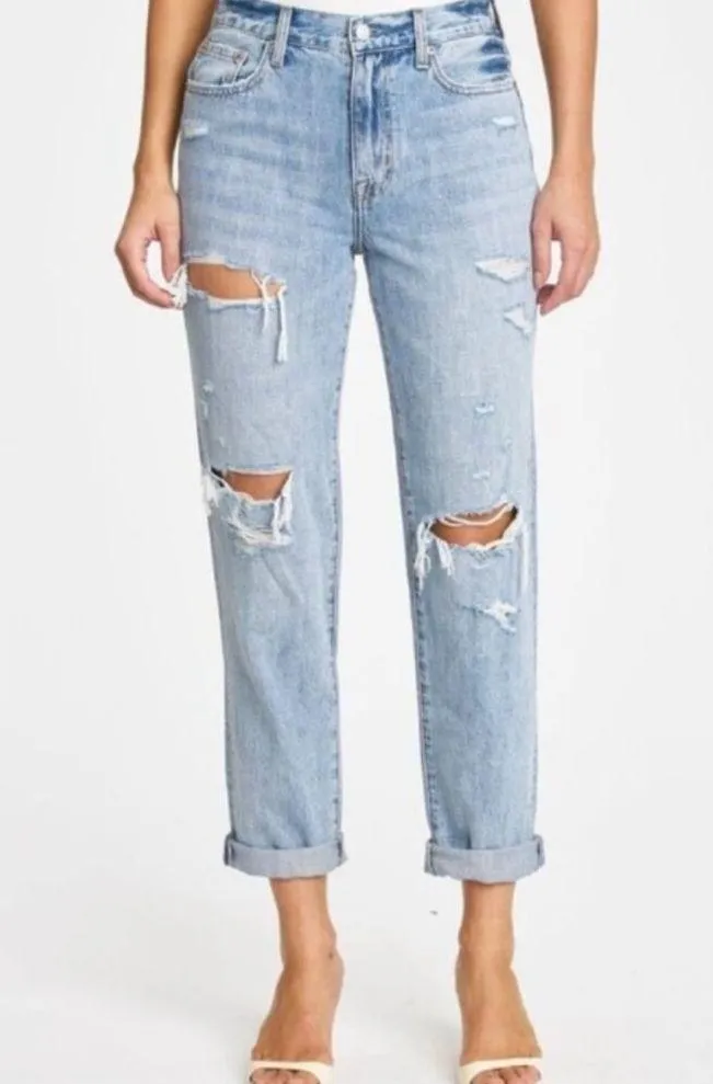 Pistola Presley Distressed Straight Leg Jeans Size 27 - Image 2