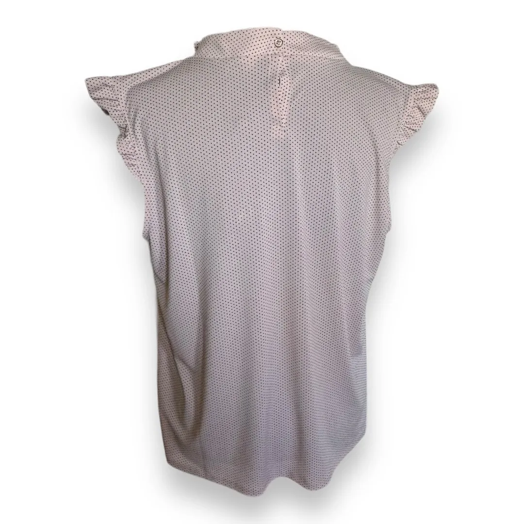 Adrianna Papell Womens Tank Sz XL Pink Black Polka‎ Dot Ruffle Mock Neck NEW - Image 7