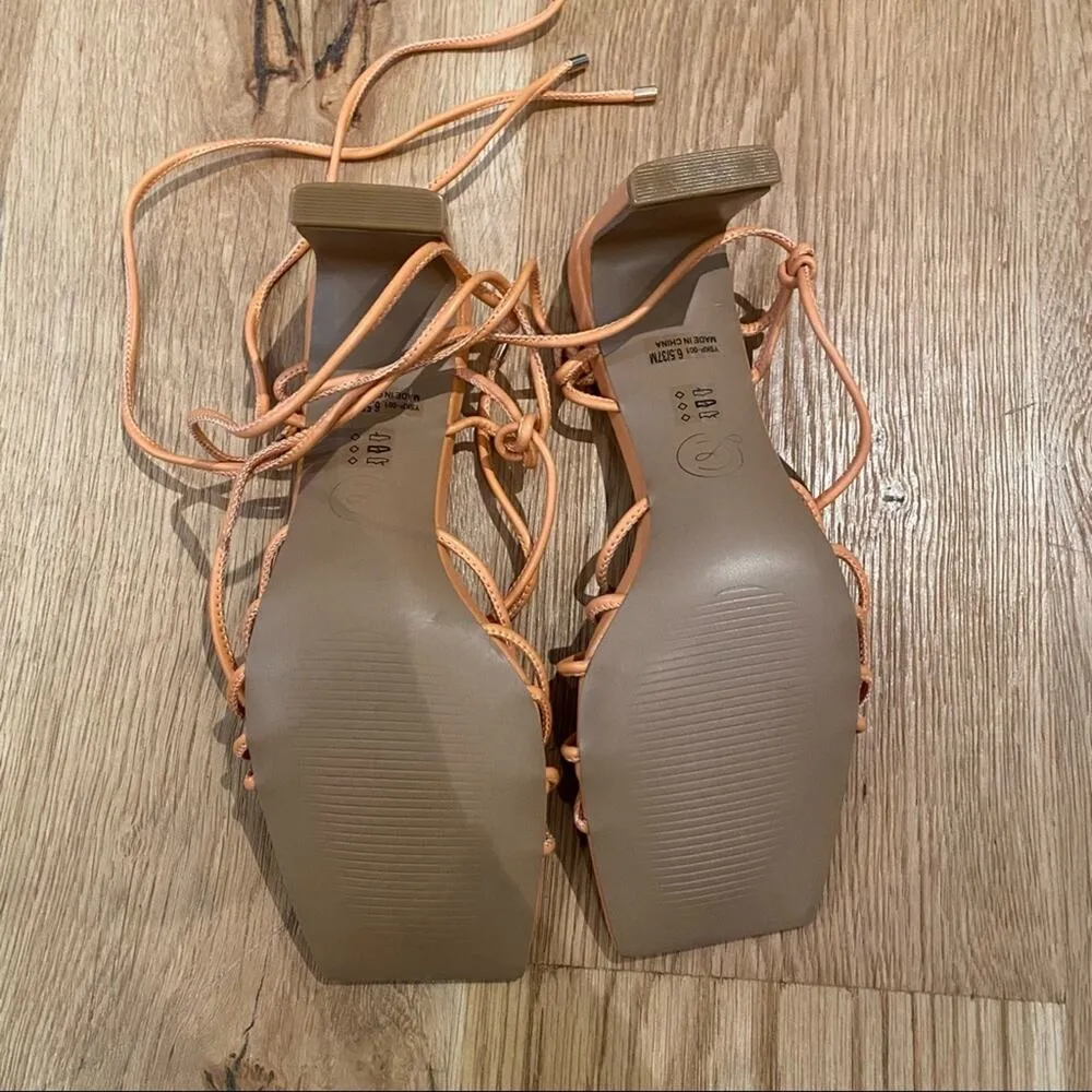 Chinese Laundry Yita Heels Tie Strap Sandals in Smooth Orange - NWOT - Image 5