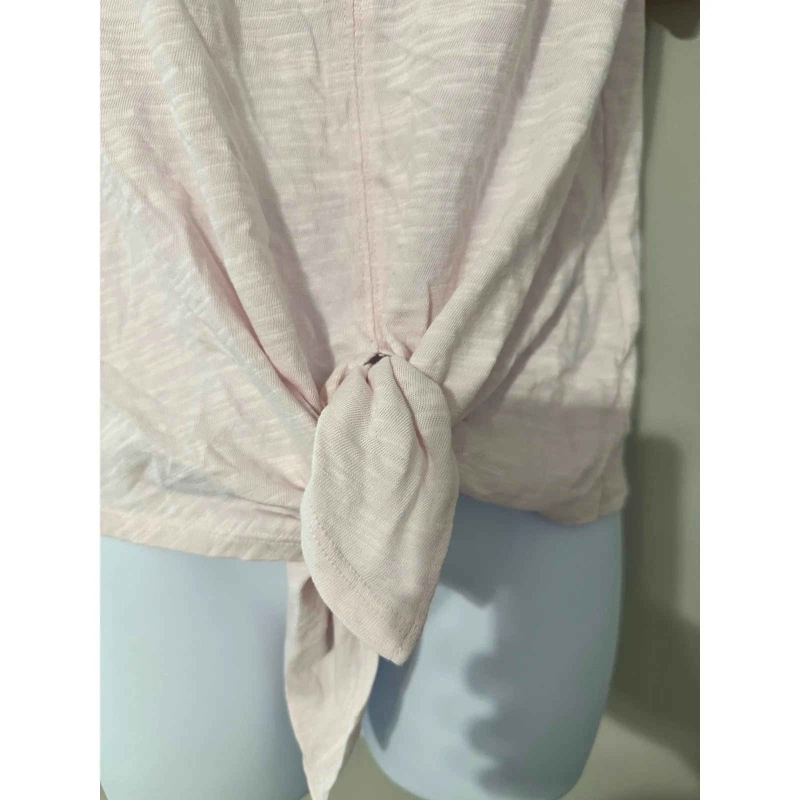 Lilla P Womens Tie Front T Shirt Top V Neck Short Sleeve‎ Pink Small Cotton - Image 2