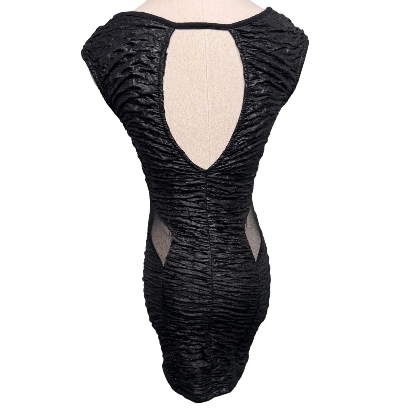 Y2K/90s vintage Easel black ruched and mesh going out dress size XS/S - Image 4