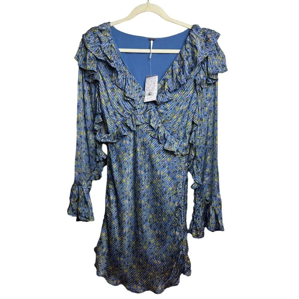 NWT Free People Sweetest Thing Midnight Cowboy Mini Dress Sz. 2 - Image 3