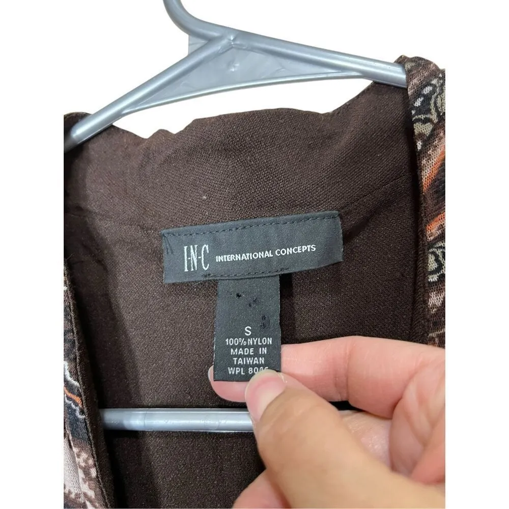 Vintage‎ INC International Concepts Y2K Long Sleeve Paisley Top Size S Brown - Image 5