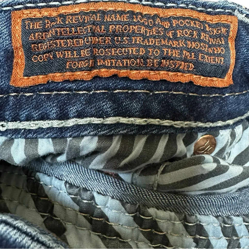 Rock Revival Anzelie Easy Skinny Distressed Jeans Size 29 Dark Wash Denim Y2K - Image 9